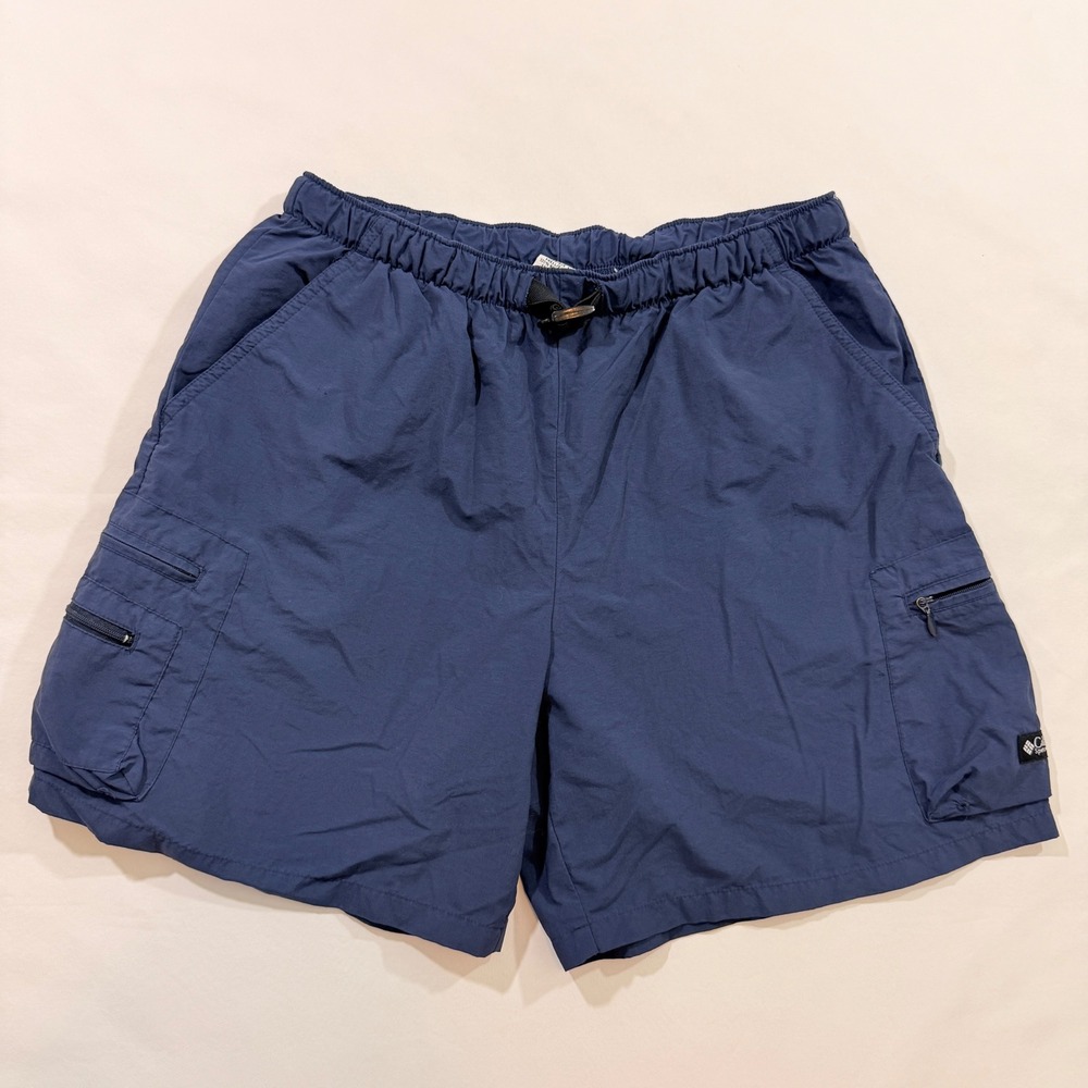 Columbia Cargo Shorts Women Small Navy Blue Elastic Waist Hiking Gorpcore